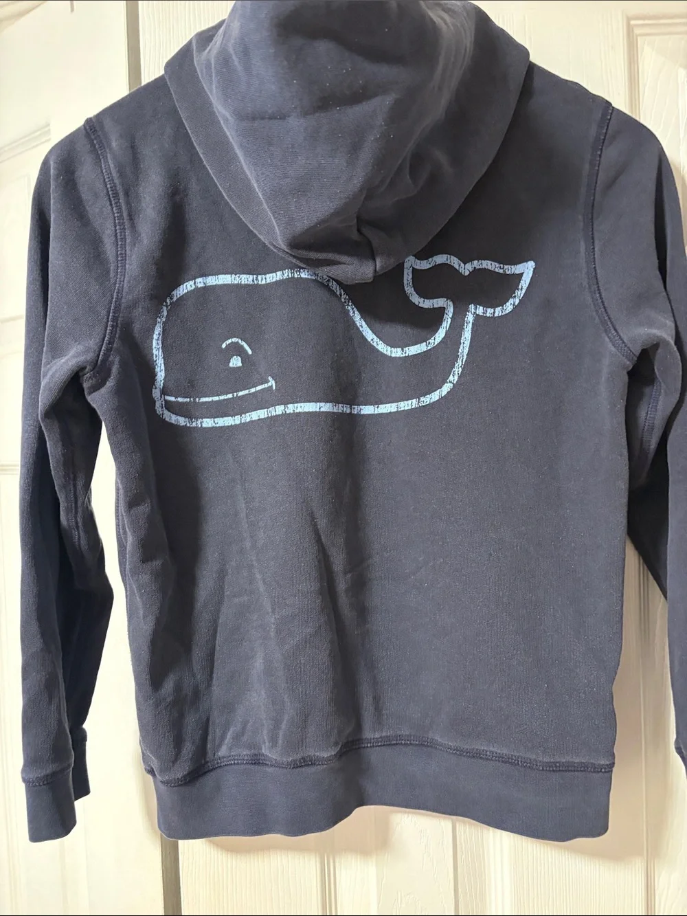 Vineyard Vines Kids Navy Hoodie with Light Blue Whale